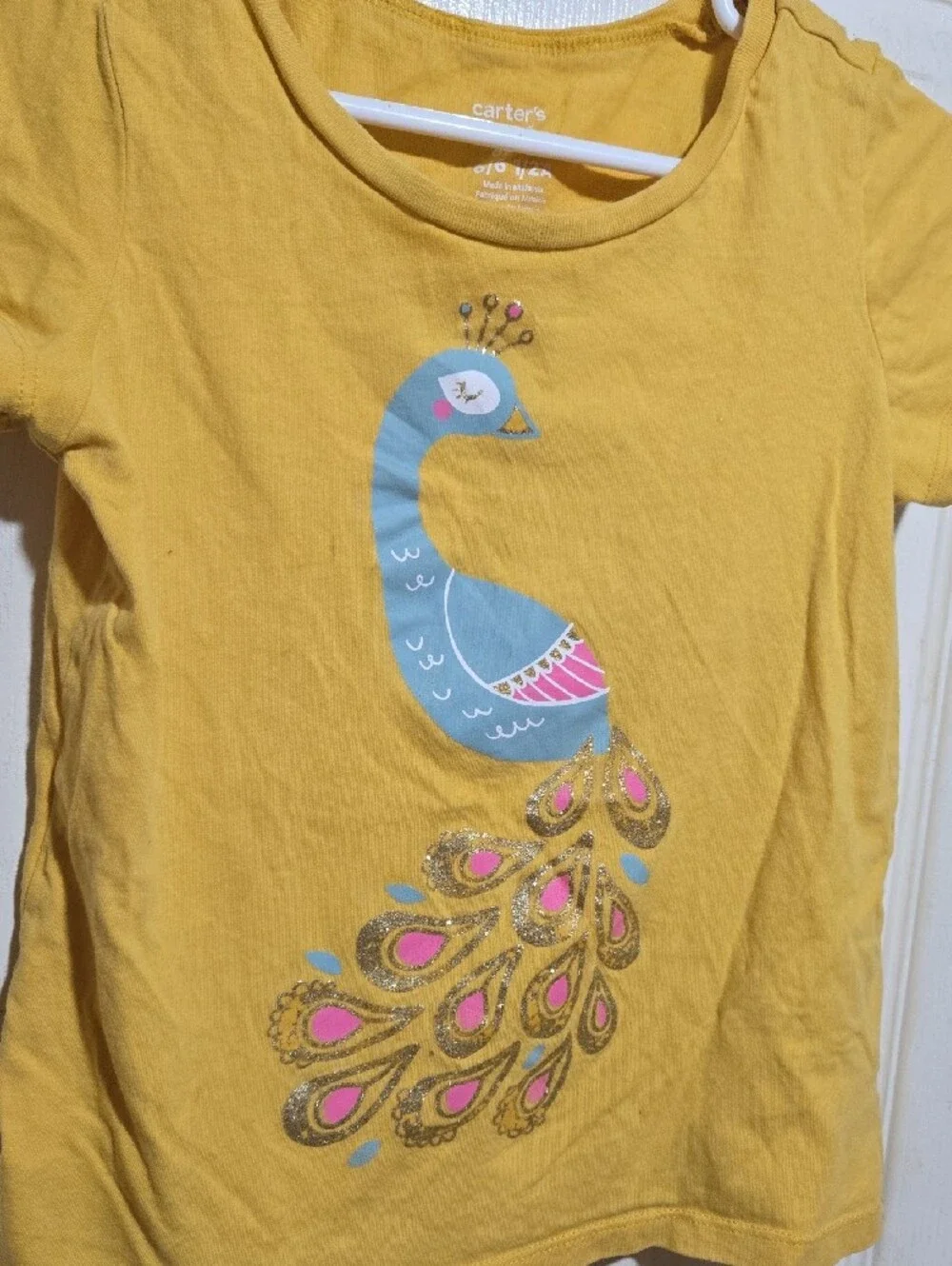 Carter's Girls' Yellow Peacock Graphic Tee